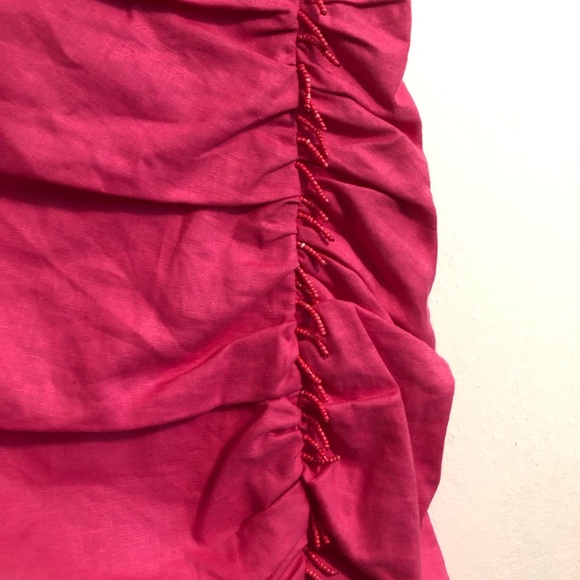 Zara Pink mini Dress Size M Summer ruffles Cocktail Party Wedding Strappy Beaded - Picture 2 of 9